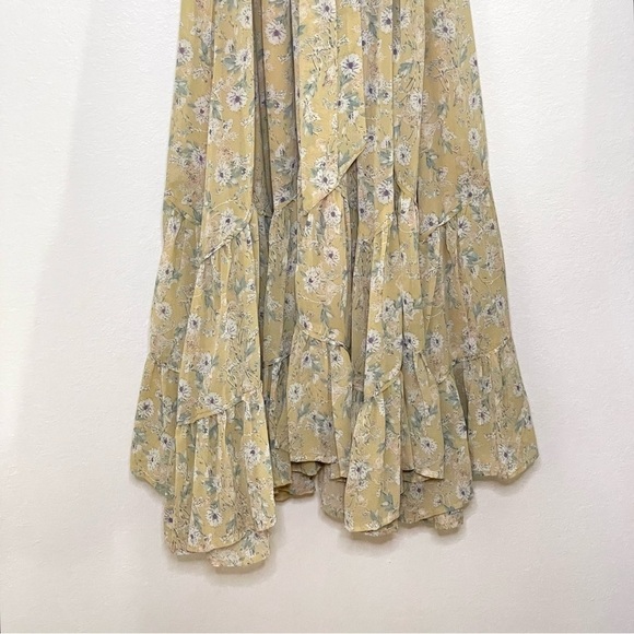 NWT Storia Clarity Tiered Ruffle Floral Maxi Dress Washed Yellow Large - Picture 10 of 16